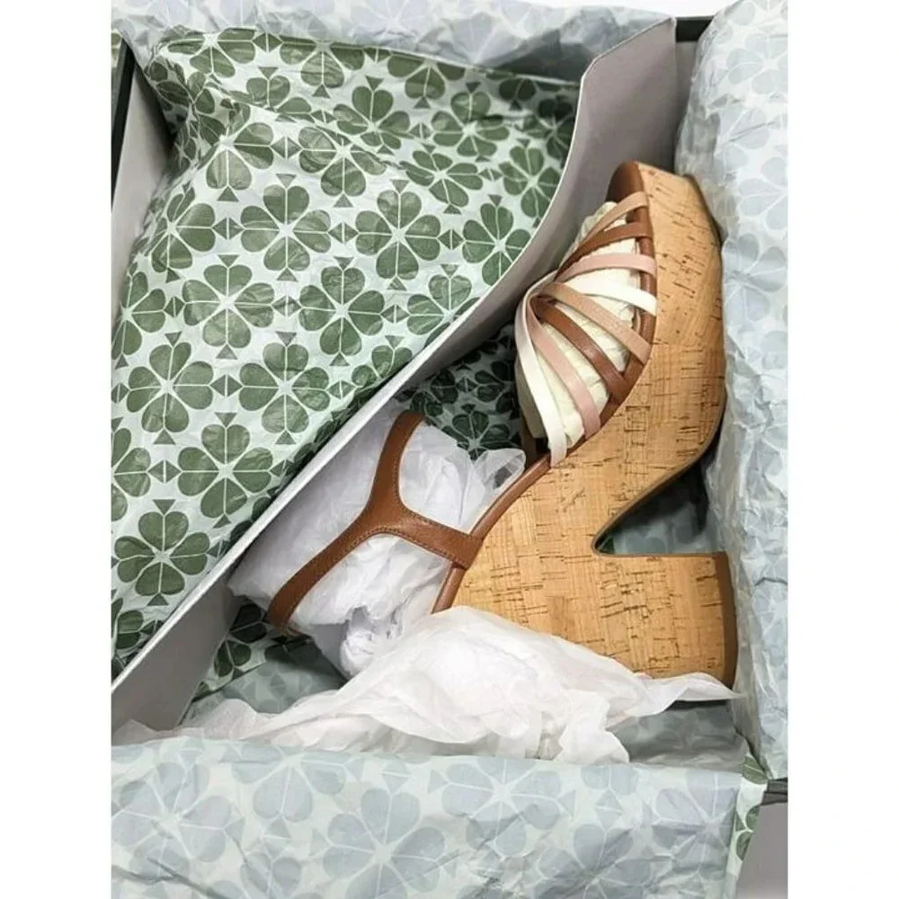 Kate Spade Women's Glow Leather Dressy Platforms Multi Toast Size 9.5 MSRP $228